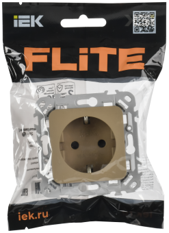 Розетка 1-м 16А С/У З/К со шторками Б/К Хаки FLITE