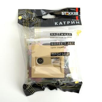 Розетка TV антенна + RJ-45 С/У Золото Катрин