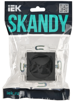 Розетка 1-м 10А С/У со шторками Графит Skandy