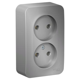 Розетка 2-м 16А О/У изолирующие пластины Алюминий Blanca