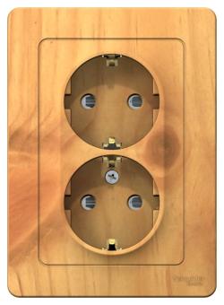 Розетка 2-м 16А С/У З/К со шторками Ясень Blanca