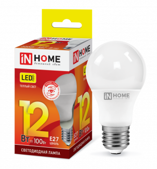 Лампа светодиодная LED-A60-VC 12Вт 230В Е27 3000К 1140Лм IN HOME