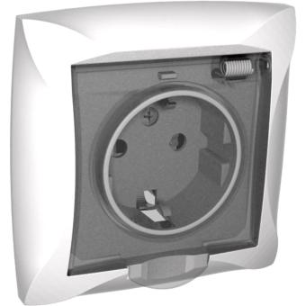 Розетка 1м. c ЗК с крышкой IP44 WDE000148 белая