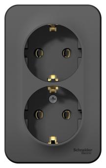 Розетка 2-м 16А О/У З/К изолирующая пластина Антрацит Blanca