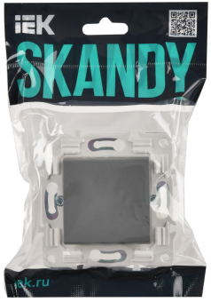 Выключатель 1-кл 10А С/У кнопочный Серый Skandy