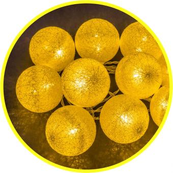 Гирлянда Золотые шарики IP20 теп.белый (ткань) NGF-D010-10WW питание 2AA Navigator