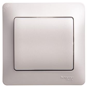 Выключатель 1-кл 10А С/У в сборе с рамкой Платина Glossa