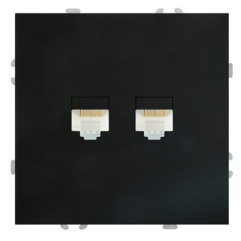 Розетка RJ45+RJ45 С/У Черный уголь Эмили