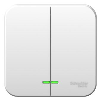 Выключатель 2-кл 10А О/У с индикатором изолирующая пластина Белый Blanca